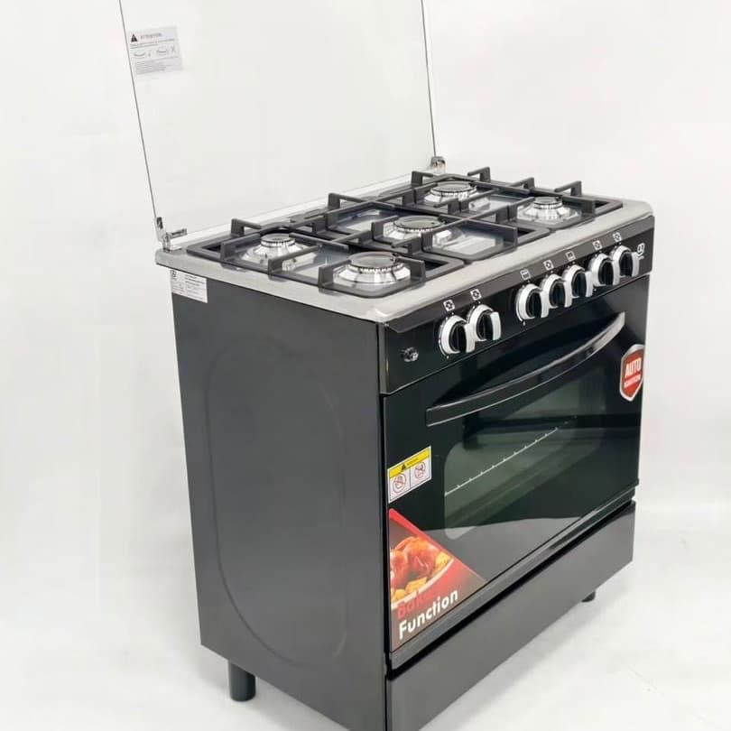 Black 4-Burner Gas Cooker With Oven